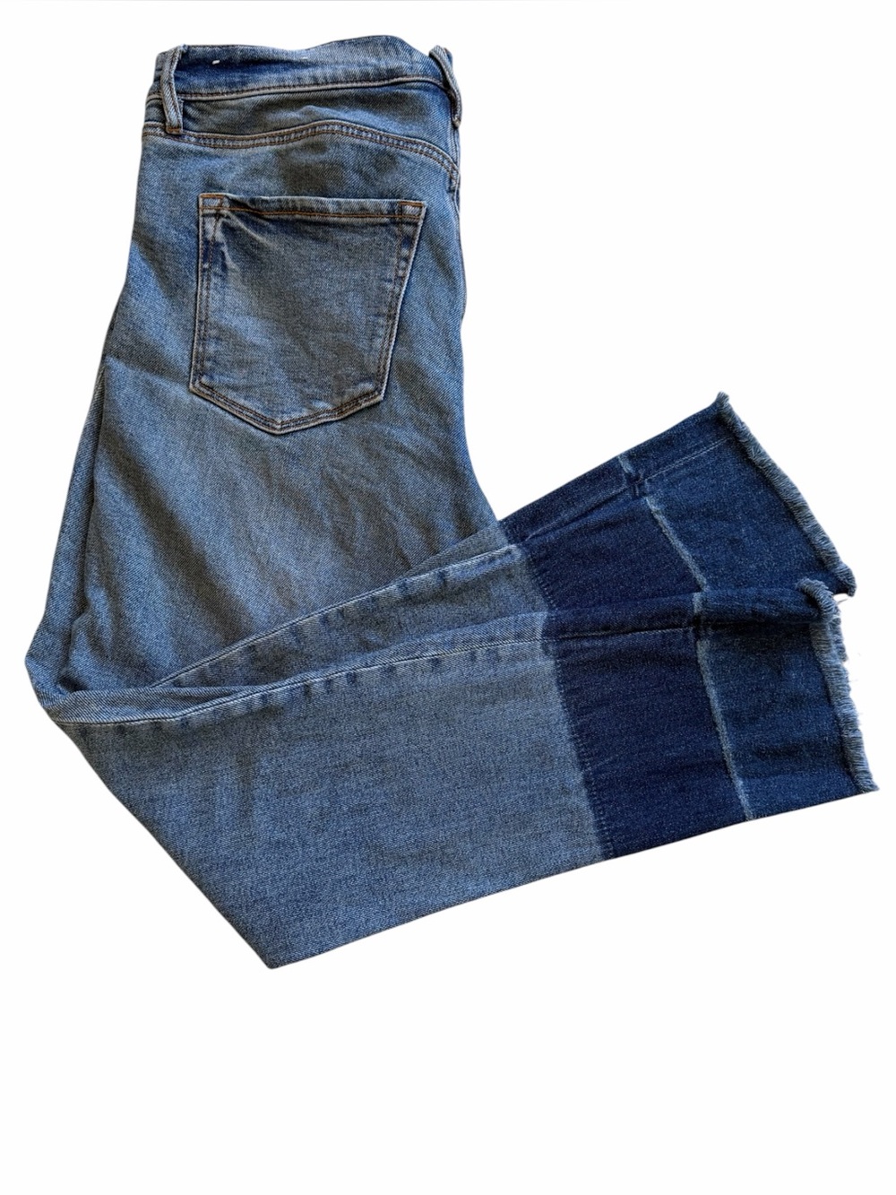 LOFT Blue Denim Jeans w Darker Raw Denim Hem Women’s Sz 27/4